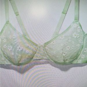 Savage X Fenty Mint Hint Green Puff Daisy Unlined Bra